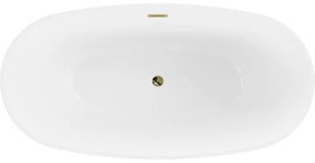 Mexen Eris, voľne stojaca vaňa 180 x 80 cm, biela, zlatý lesklý prepad, 53441808000-50