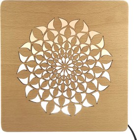 AMADEA Drevená lampička s motívom mandaly, veľkosť 20 cm, s LED osvetlením s trafom na 12V