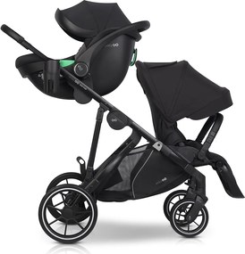 Súrodenecký kočík EasyGo Duoflex Ebony Black, 2 športové časti , 2 hlboké vaničky