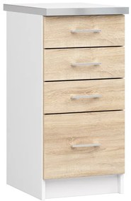 Spodná kuchynská skrinka s doskou LIMA S40 SZ4 biela / dub sonoma