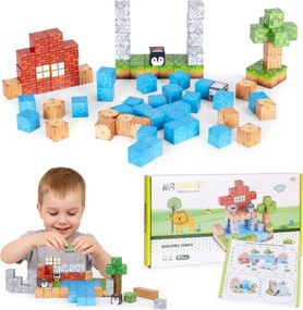 MULTISTORE Magnetické kocky - stavebnica 87 dielov, farebná súprava pre deti 3+