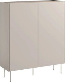 Vysoká komoda Desin 120 cm s dvoma dverami a skrytými zásuvkami - kasmír / dub Nagano