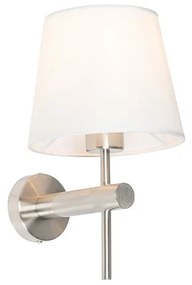 Moderná nástenná lampa biela s oceľou - Pluk