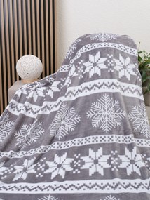 Deka mikroplyš 150 × 200 cm – Vianoce sivé