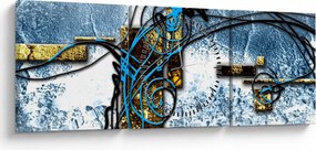 Abstraktný obraz (s hodinami) (90x30 cm)