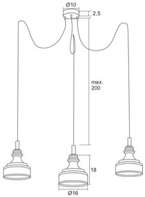 Argon 1354 - LED Luster na lanku TULUZA 3xLED/5W/230V