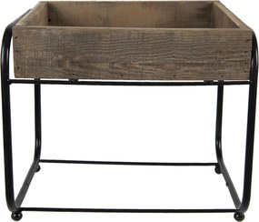 Dreveno-kovový dekoračný antik stolík na kvetinu - 32*26*27 cm