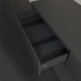 VILLEROY &amp; BOCH Collaro závesná skrinka pod umývadlo na dosku (umývadlo vpravo), 4 zásuvky, s LED osvetlením, 1600 x 500 x 548 mm, Glossy Grey, C122B0FP