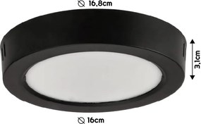 BERGE Okrúhly LED panel prisadený - čierny - 12W - PC - neutrálna biela