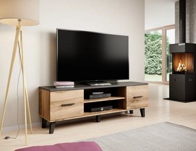 Televízny stolík LEILA - 160x40x53 cm - dub wotan/čierny