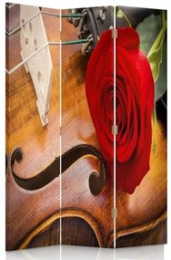 Ozdobný paraván Housle Rose - 110x170 cm, trojdielny, obojstranný paraván 360°