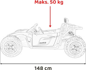 Ramiz Detská pretekárska bugina na batérie 5 Červená + motory 2x200W + diaľkové ovládanie + LED Audio + pomalý štart