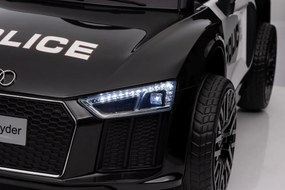 Ramiz Audi R8 Polícia na batérie pre deti + diaľkové ovládanie + EVA + pomalý štart + MP3 LED