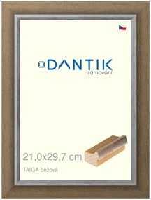 DANTIK rám na obraz 21x29,7 | TAIGA béžová (Sklo Čiré)