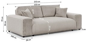 Svetlosivá menčestrová pohovka 213 cm Justin – Ropez