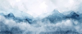 Obraz - Mraky a vlny, akvarel (120x50 cm)