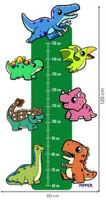 PIPPER. Textilná nálepka na stenu "Detský meter - Dinosaury"
