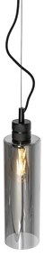 Moderné závesné svietidlo čierne s dymovým sklom - Stavelot