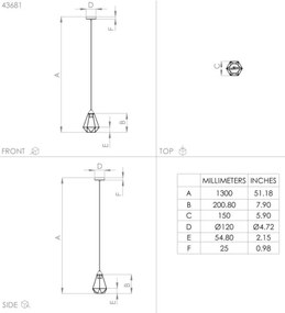 Eglo 43681 - Luster na lanku TARBES 1xE27/60W/230V pr. 17,5 cm