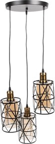Čierna závesná lampa so sklenenými tienidlami Maria - Ø 35*110 cm / E27/max 3*40W