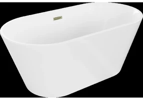 Mexen Flavia voľne stojaca vaňa 150 x 75 cm, biela, Prepad Zlatá - 54031507500-G