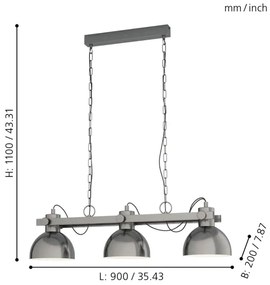 Eglo 43168 - Luster na reťazi LUBENHAM 3xE27/28W/230V