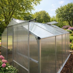Skleník so základňou BestBerg BBGH-1006S / 5,95 m² / 313 × 190 × 194 cm / strieborná