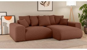 Rozkladacia rohová pohovka s úložným priestorom v tehlovej farbe (variabilný roh) Luma – Ropez