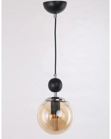 Okrovožlto-čierne závesné svietidlo so skleneným tienidlom ø 15 cm Marble – Squid Lighting