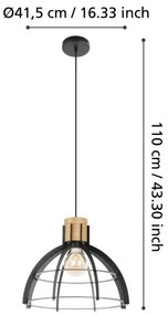 Eglo 43769 - Luster na lanku STILLINGTON 1xE27/40W/230V čierna