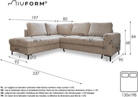 Žltá zamatová rozkladacia rohová pohovka (ľavý roh) Lofty Lilly – Miuform