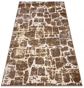Moderný MEFE koberec 6184 Dlažba tehla - Štrukturálny, dve vrstvy rúna tmavo-béžová Veľkosť: 200x290 cm
