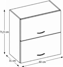 Horná kuchynská skrinka Prado 60 GU-72 - biely vysoký lesk