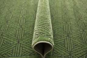 Koberec Teno F0336 fľaškovo zelený, geometrický / trojuholníky