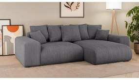 Sivá menčestrová rozkladacia rohová pohovka s úložným priestorom (variabilný roh) Luma – Ropez