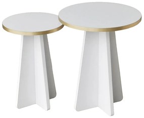Sada odkladacích stolíkov Mushroom 2 biela/zlatá