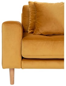 Dizajnová sedačka s otomanom Ansley horčicový zamat - pravá