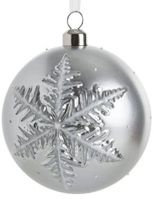 SKLENENÁ VIANOČNÁ BANKA NA STROMČEK (FI) 8 CM STRIEBORNÁ