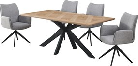 Otočná jedálenská stolička s podrúčkami Kassandra, holubia šedá tkanina