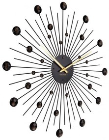 Nástenné hodiny z krištáľov čiernej farby Karlsson Sunburst