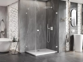 Mexen Lunar-B, pravostranný výklopný sprchový kút 80 x 70 cm, 8mm číre sklo, biely profil, 832-080-070-20-00-P