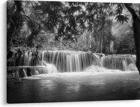 Obraz - Čiernobiely vodopád (70x50 cm)