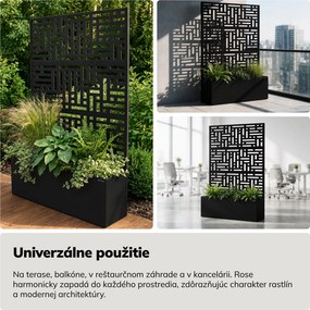 Záhradná kovová pergola s kvetináčom 3v1 čierna, 1200x1800x300 mm: ROSE