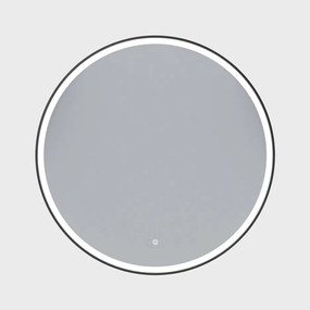 Erga Olivia, okrúhle LED zrkadlo 90cm, čierny kovový rám, 2070 lm, 6500K, predné osvetlenie, ERG-V01-202-9090-BK