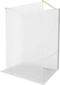 Mexen Kioto, sprchová zástena Walk-In 100 x 200 cm, 8mm sklo námraza, zlatý matný profil, 800-100-002-55-30