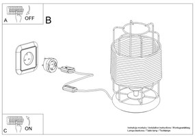 Stolná lampa Gizur, 1x šnúra/čierne drôtené tienidlo