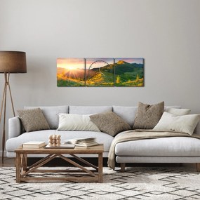 Obraz - Letná krajina (s hodinami) (90x30 cm)