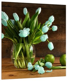 Obraz modrých tulipánov vo váze (30x30 cm)