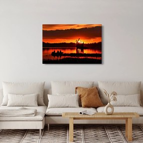 Obraz - Rybári na jazere (90x60 cm)