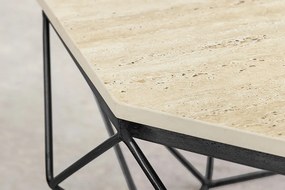 Dizajnový konferenčný stolík Beiwen 70 cm travertín čierny